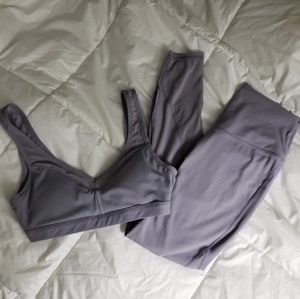 Lavender/Grey Fabletics Yoga Outfit
